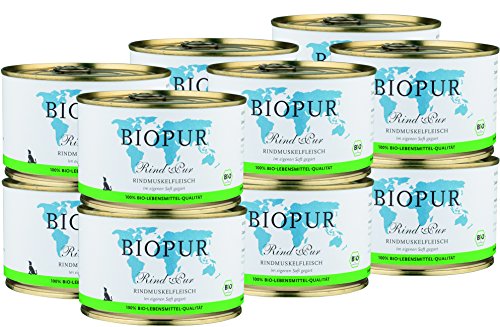 BIOPUR Bio Rindmuskelfleisch für Hunde 12x380g