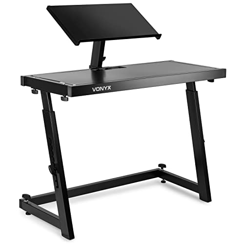 Vonyx DS20 - DJ-Pult, Equipment-Ständer, Laptop-Ständer, transportabel, Mixer, höhenverstellbare Tischfläche, justierbare Standfüße, schwarz