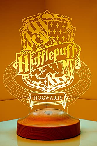 Sentidos 3D Led-Nachtlicht Geschenke Lampe Jungen Kind Kinder Geburtstagsgeschenke Schreibtischlampe Schlafzimmer Taufgeschenk (Hufflepuff)