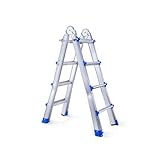 Gelenkleiter, faltbar, teleskopisch, multifunktional, Aluminium, 4 x 4 Stufen, 3,98 m Treppe