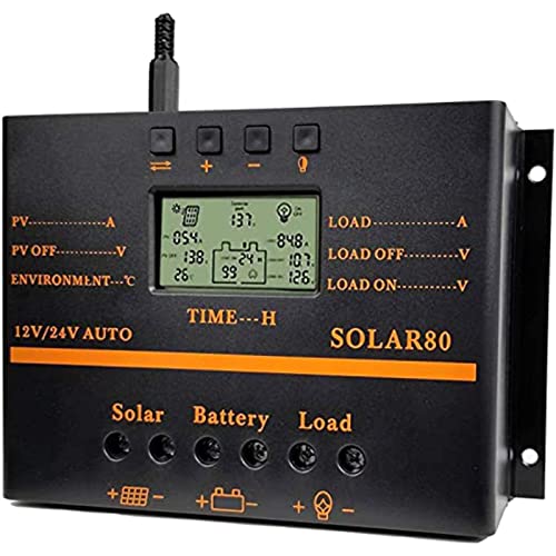 60A Solarladeregler 12V/24V Batterieladeregler mit LCD Display 5V USB Batterieladeregler Photovoltaik Stromerzeugung 60A