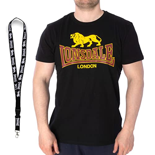 Lonsdale T-Shirt - Herren Shirt - Kurzarm Shirts - Limited Schlüsselband Taverham Black L