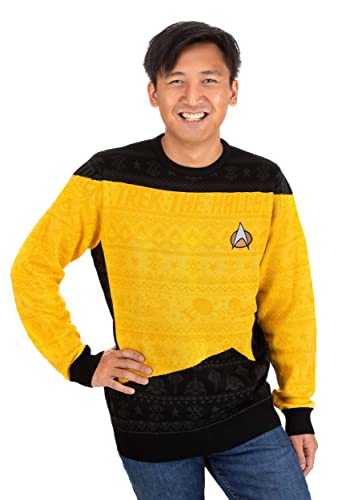 numskull Unisex Offizieller Star Trek Weihnachtspullover, Gelb, gestrickt, Größe 4XL, 4X-Large