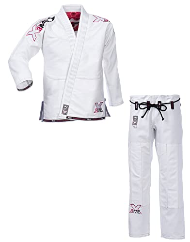 Ju-Sports Amazona BJJ-Gi EXTREME 2.0 White/pink Girl F3 I Erstklassiger Brazilian Jujutsu Anzug speziell für Kinder nach Vorgaben der JJIF I 100% Baumwolle