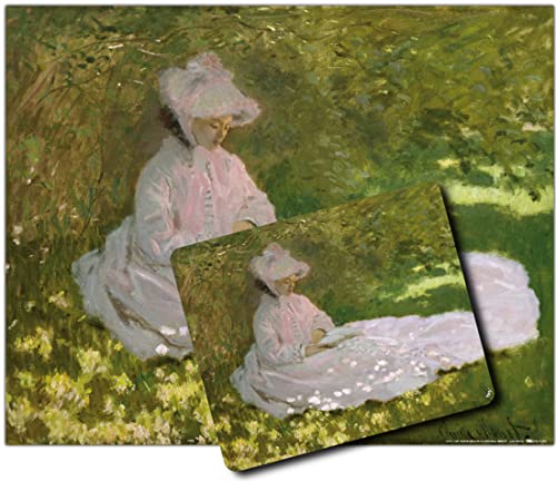 1art1 Claude Monet, Frühling, Lesende Frau, 1872 1 Kunstdruck Bild (50x40 cm) + 1 Mauspad (23x19 cm) Geschenkset