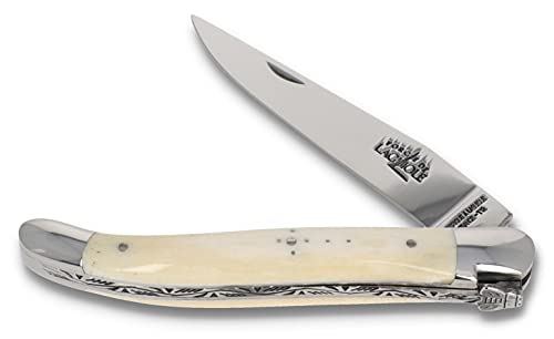 Forge de Laguiole Taschenmesser - 11 cm - Griff Knochen - Klinge 9 cm und Backen glänzend - Hochwertiges Messer Frankreich