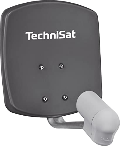 TechniSat SATMAN 45 – Satelliten-Schüssel für 1 Teilnehmer (45 cm kleine Sat Anlage - Komplettset mit Wandhalterung und UNYSAT V/H-LNB) grau