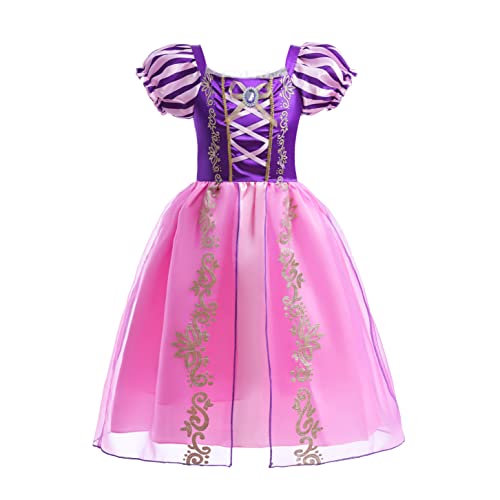 Lito Angels Mädchen Prinzessin Rapunzel Kleid Kostüm Weihnachten Halloween Party Verkleidung Karneval Cosplay 7 Jahre