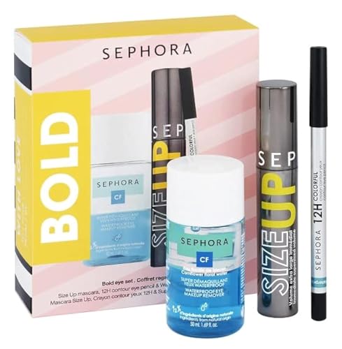 Sephora Collection Bold Eye Set Eye Set - Mascara Size Up, Crayon Contour 12H, Démaquillant Waterproof