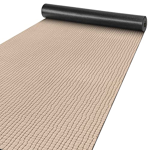 Teppich Läufer Flur Küchenteppich Schmutzfangmatte Sauberlaufmatte rutschfest Velours Beige 65x500cm Modern