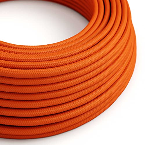 creative cables Textilkabel rund, orange mit Seideneffekt, RM15-10 Meter, 2x0.75