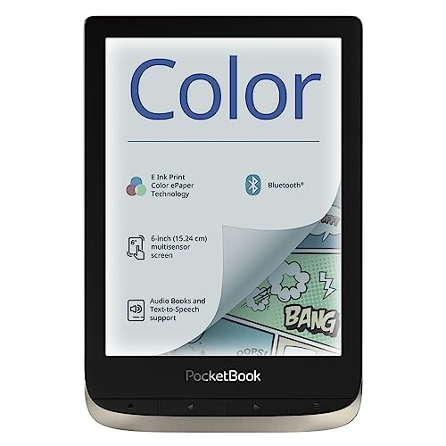PocketBook e-Book Reader 'Color' (16 GB Speicher, 15,24 cm (6 Zoll) E-Ink Kaleido Farb-Display, Vordergrundbeleuchtung, Wi-Fi, Bluetooth) Moon Silver