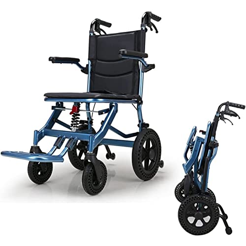 Tragbare Reiserollstühle Mit Handbremse, Klappbare Transportrollstühle, Stoßdämpfende Rollstühle, Leichter Rollstuhl Mit Reversiblem Pedal