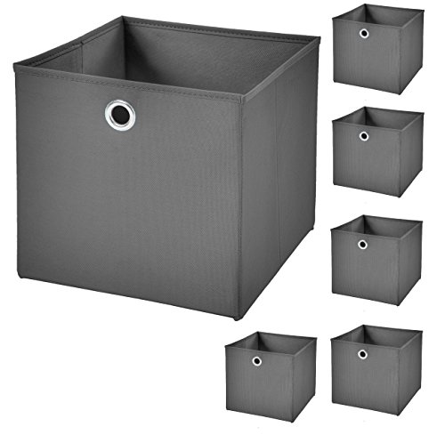 StickandShine 6er Set Dunkelgrau Faltbox 32 x 32 x 32 cm Aufbewahrungsbox faltbar