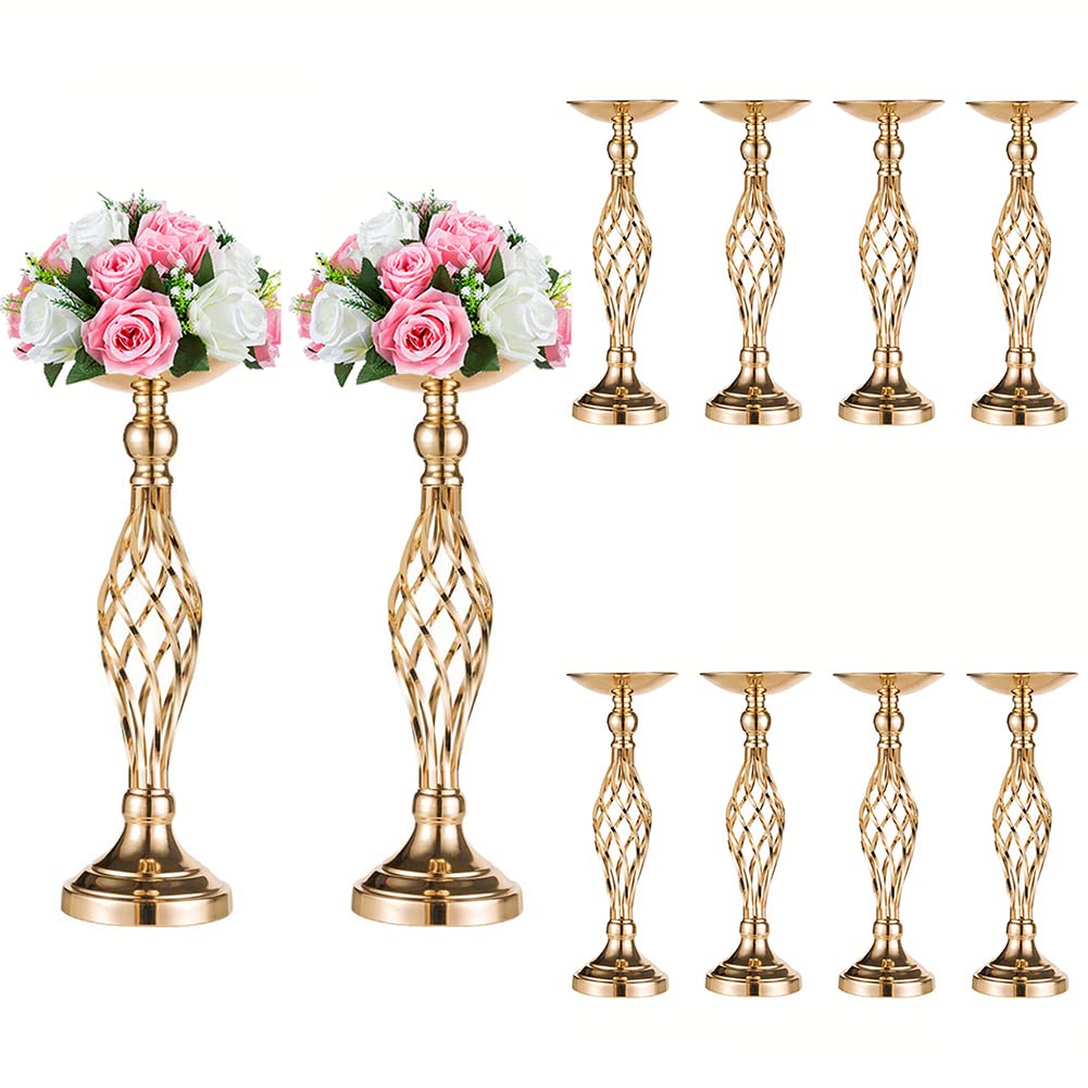 Sziqiqi Tischdekoration Blumenständer für Hochzeit Party Empfang, Eiserne Kerzenständer Säulenständer, Blumenständer für Haupttisch Empfangstisch, Dekoration für Feierliche Anlässe (45cm × 10)