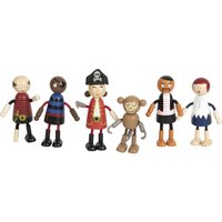Small Foot Biegepuppen Figuren aus Holz, 5 Piraten und 1 AFFE, detailreich und flexibel, ab 3 Jahren, 12412 Toys