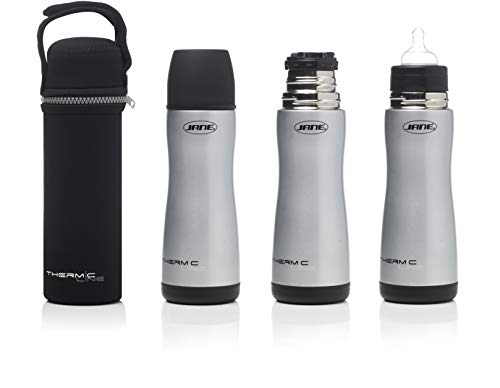 Jané Isolierflasche für Flüssigkeiten mit Silikon-Trinktülle, Füllmenge 300 ml, inklusive Neoprentasche, mehrfarbig