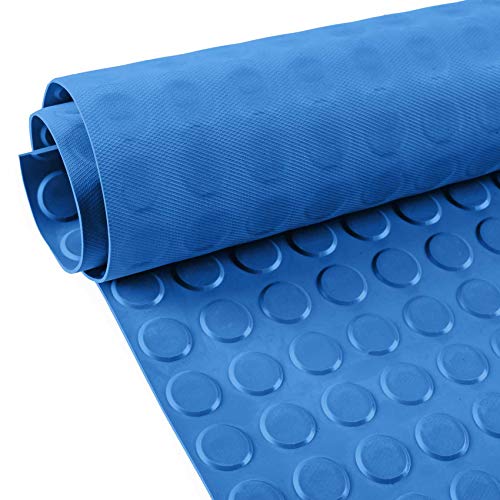 ANRO Gummimatte Fast ohne Geruch Noppenmatte Bodenmatte Noppen TPE Premium Gummiläufer 100cm Breit 3mm Blau 80 x 100cm