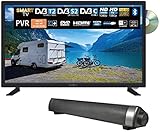 Reflexion LDDW27iSB+ | DVD-Player | LED-Fernseher | 27 Zoll | für Wohnmobile und Wohnwagen | 12V KFZ-Adapter | mit Soundbar | Full-HD Auflösung | HDMI, WLAN, Bluetooth | erschütterungsfest