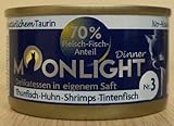 12x80g Moonlight Dinner Katzenfutter Dosen Nassfutter (Nr.3 Thunfisch Huhn Shrimps Tintenfisch)