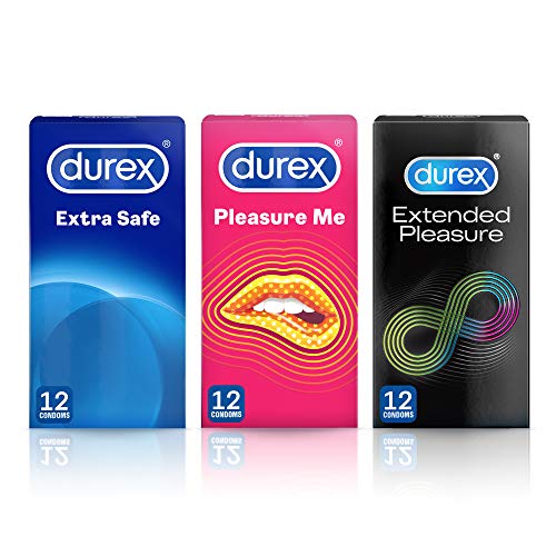 Durex Extra Safe 12, Pleasure Me 12, Extended Pleasure 12, Kondom-Set