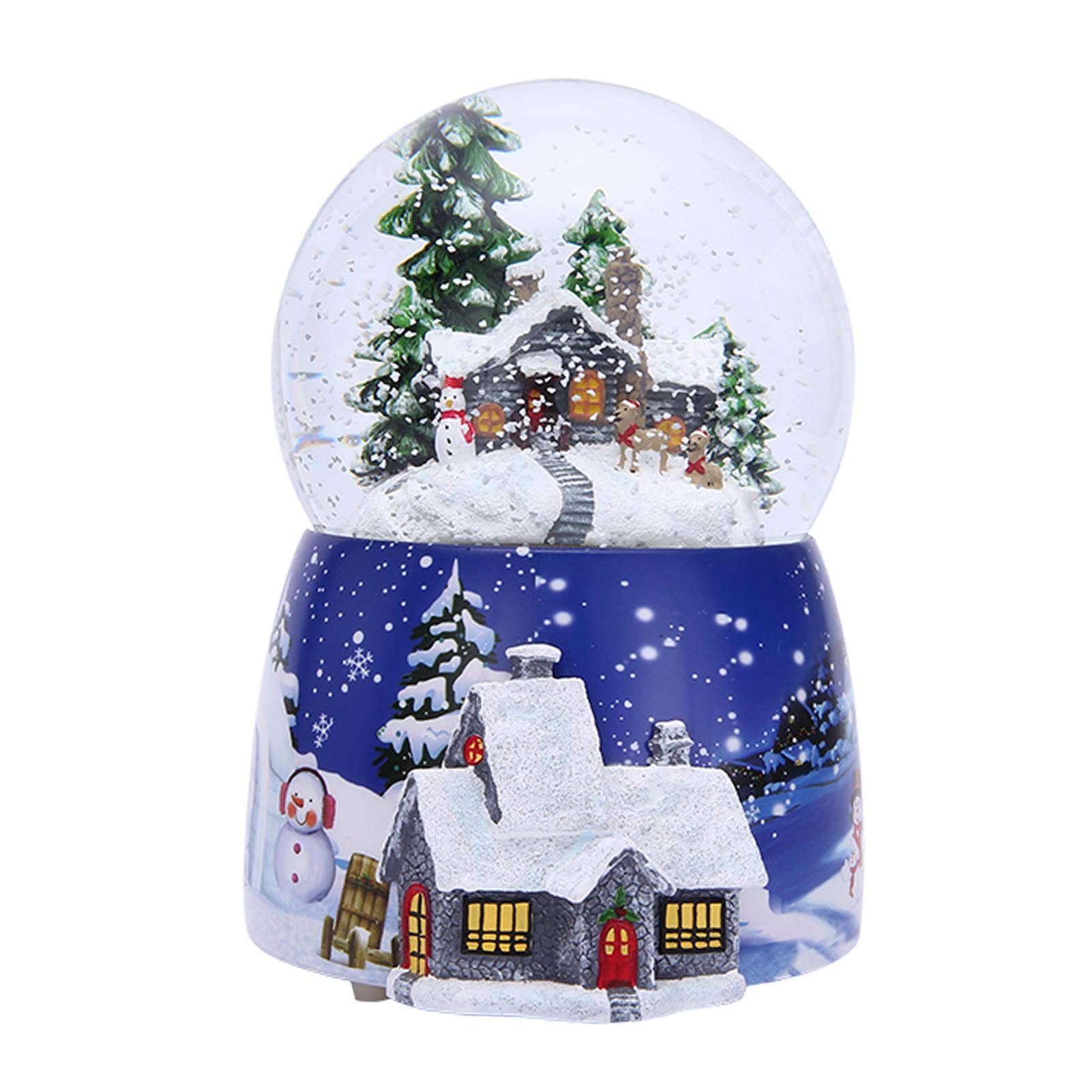 Weihnachtskristallkugel-Spieluhr, Weihnachtsschneehaus-Kristallkugel-Spieluhr Drehbare leuchtende automatische Schneemusikbox mit Licht für Weihnachtsgeburtstagsgeschenk, 32 Music Loop-Wiedergabe