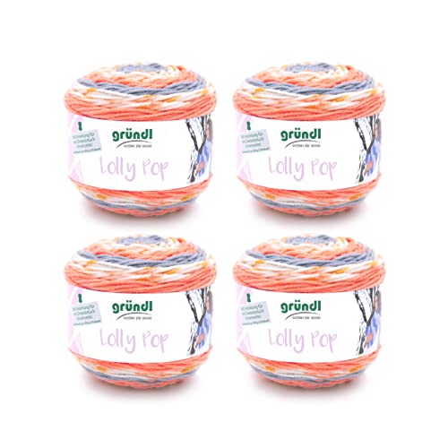 Gründl Lolly Pop, Knäuel à 150 g Handstrickgarn, 100% Polyacryl (Mandarine-Orange-Zinn-Weiß, 4)