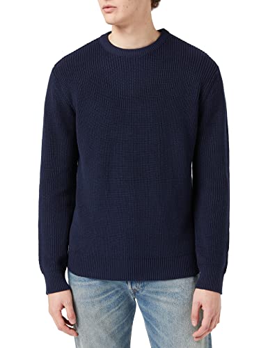 Urban Classics Herren Cardigan Stitch Sweater Pullover, Blau (Midnight 01641), Large (Herstellergröße: L)