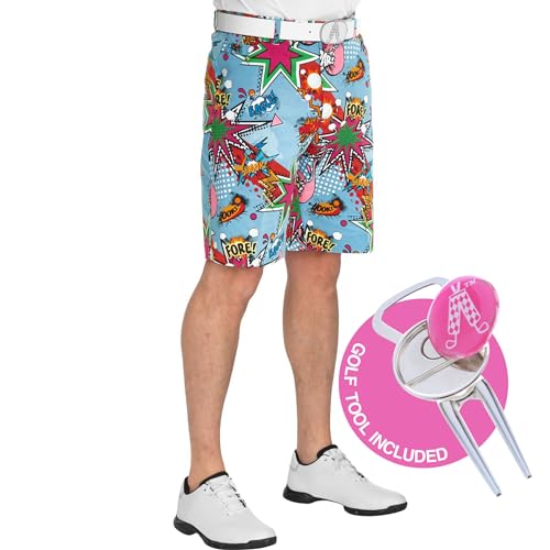Royal und Awesome Herren Shorts ROYAL und Awesome Herren Golf Shorts - Partoon, Partoon, 34" Waist - 86 cm, RSCT3432
