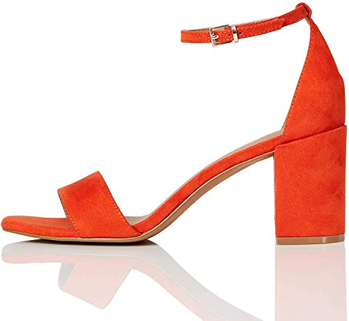 FIND High Block Heel Sandal, Riemchenpumps, Orange (Orange), 38 EU (5 UK)