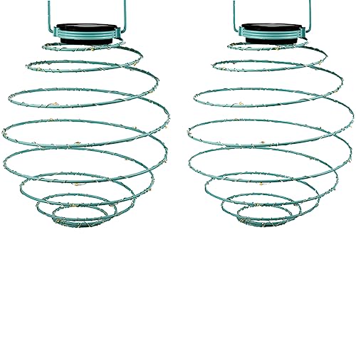 2 x Solar-Laterne SPIRALE zum hängen LED-Spiralleuchte Stimmungsleuchte IP44 Deko-Leuchte-Lampe Dekoration für Hauseingang Balkon Terrasse (LA9 19189B02-Türkis-blau)