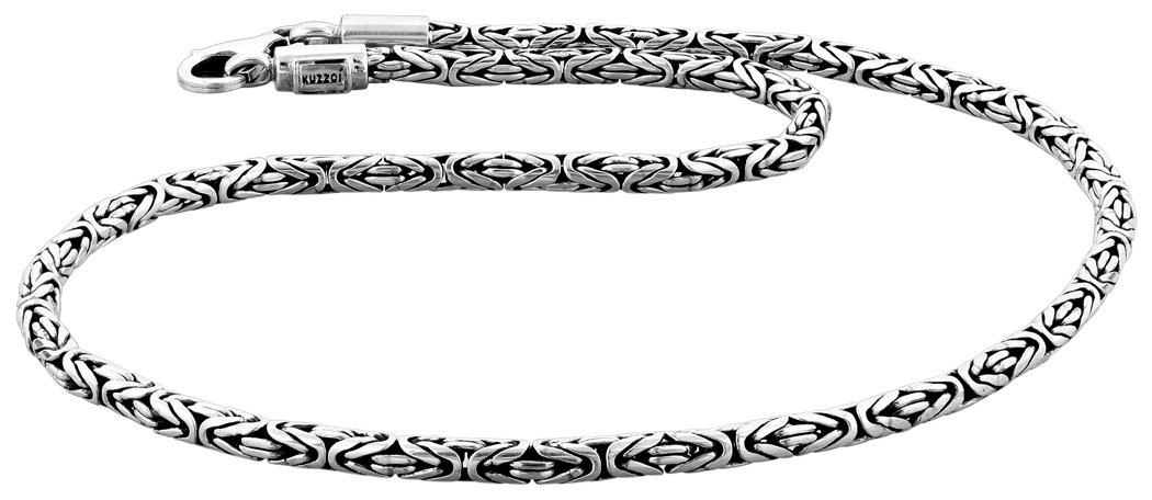 Kuzzoi Massive 925 Sterling Silber Königskette Herren Halskette, Dicke 4mm, Länge 50 cm, mit Schmuckbox - 345052-050