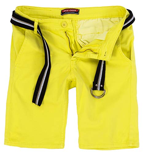 Rock Creek Herren Chino Shorts Hose Kurz Chinoshorts Inkl Gürtel Männer Sommer Bermuda Stretch Rc-2133 38 Lemon