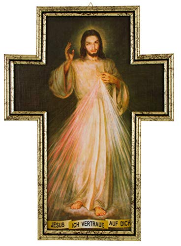 Anzm MaMeMi Bild Barmherziger Jesus Kreuzform gerahmt * 36 x 26 cm