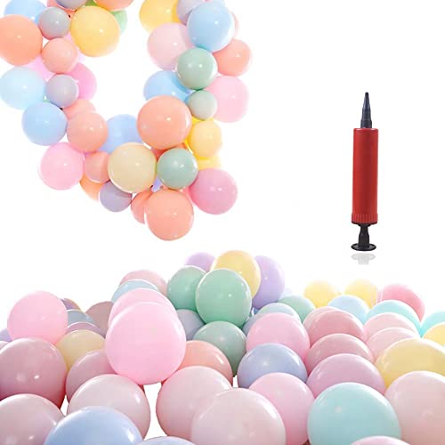 REYOK Luftballons Pastell,Macaron Farbe Latex Ballons Kit,100pcs Candy Pastel Luftballons Bunt Colored Blush Balloons Party Balloons mit Ballonpump für Feiern Geburtstage Veranstaltungen Dekoration