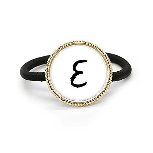 Haarband mit griechischem Alphabet, Epsilon, schwarze Silhouette, silberfarbenes Metall und Gummiband