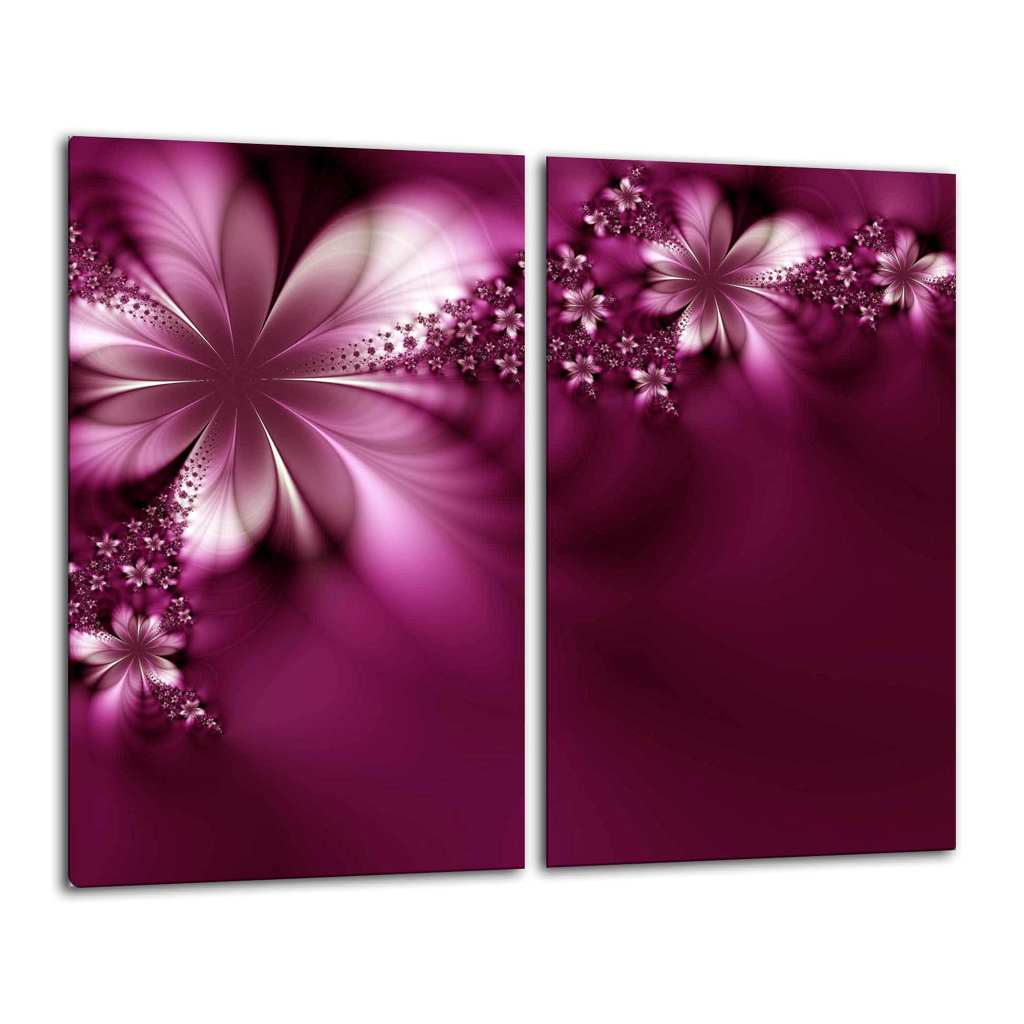 Gsmarkt | Herdabdeckplatten Schneidebrett Spritzschutz Set 2x30x52 | Bild auf Glas | Sicherheitsglas Gehärtetes Glas Bild | Motiv Blume