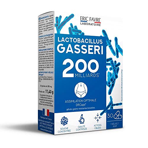 LACTOBACILLUS GASSERI - Natürlich 200 Milliarden Fermente - Hochdosiert - L. Gasseri - Complexe Vivant - Gastro-Resistente Vegetarische Kapseln - 30 Tage Programm - Französisches Labor Eric Favre