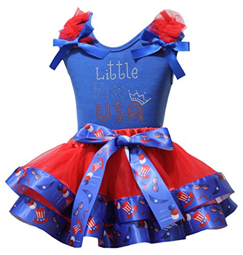 Petitebelle Little Miss USA-Hemd US-Hut Red Petal Rock-Satz Nb-8J 6-8 Jahre Blau