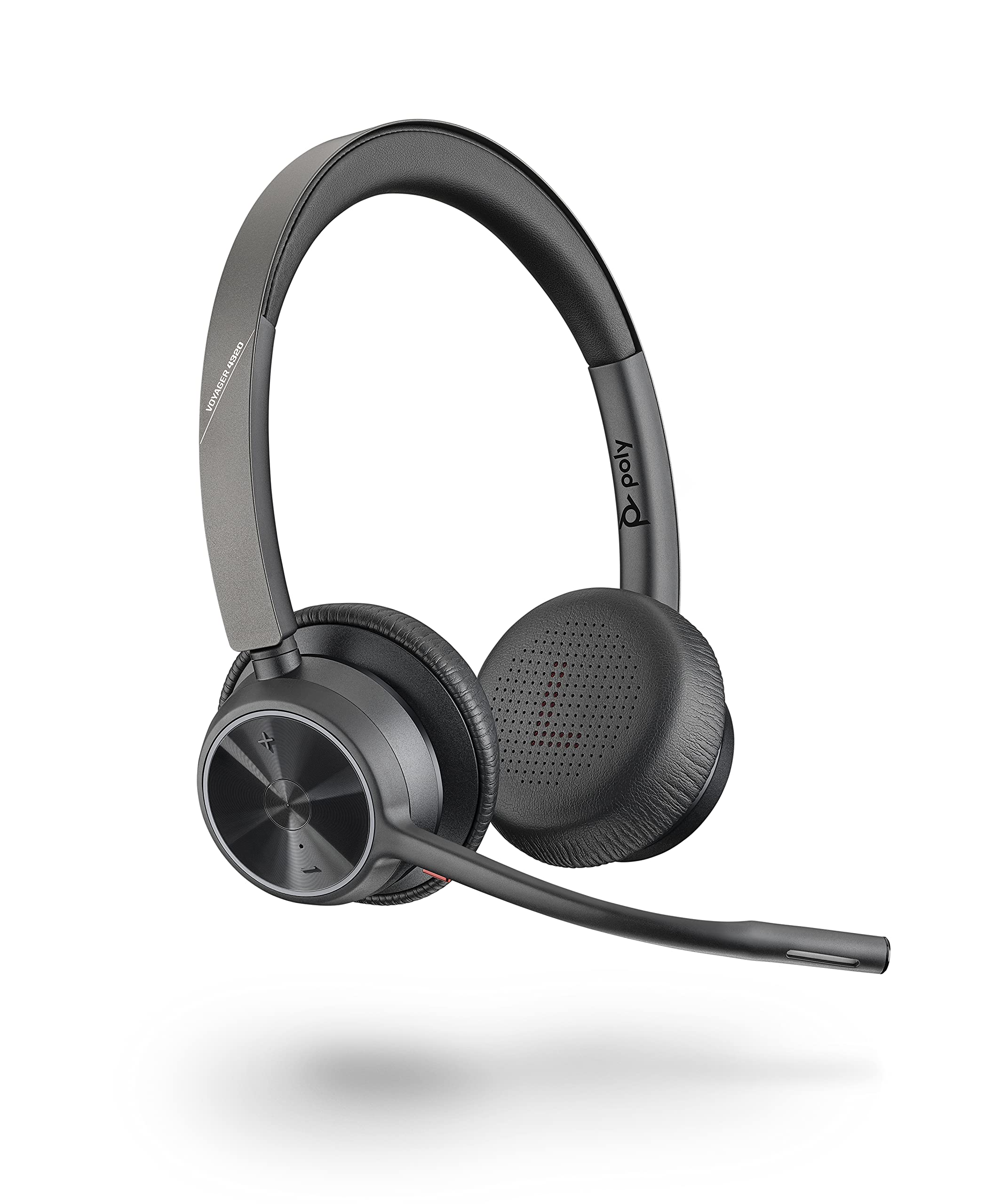 Plantronics Poly – schnurloses Voyager 4320 UC-Headset – Kopfhörer mit Mikrofonarm – USB-C-Bluetooth-Adapter – kompatibel mit Teams, Zoom und mehr, Schwarz