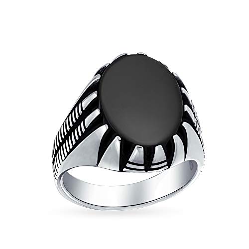 Bling Jewelry Personalisierte Herren Tier Klaue Set Große Ovale Cabochon Edelstein Schwarz Onyx Siegelring Statement Western Ring Für Männer Oxidiert .925 Silber Handgefertigt In Der Türkei Anpassbar