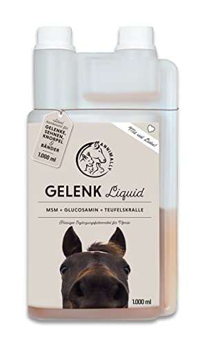 Annimally Gelenk Liquid für Pferde 1000ml mit Teufelskralle, Glucosamin und MSM (Schwefel) flüssig - Für die Stärkung der Gelenke beim Pferd - Alternative zu Pulver