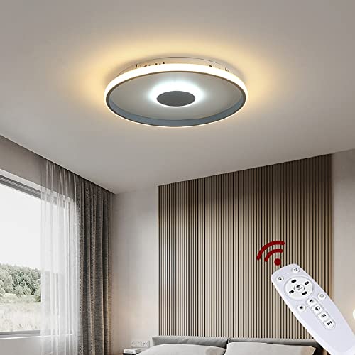 Eurotondisplay 9641YX Ø 40cm LED Deckenleuchte mit Fernbedienung Lichtfarbe/Helligkeit einsetllbar weiß/grau Deckenlampe Beleuchtung (9641YX Ø 40cm 62W)