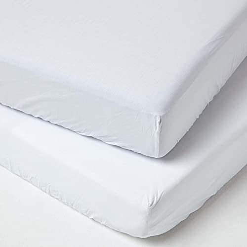 Homescapes Spannbettlaken fürs Kinderbett, weiß, Baby-Bettlaken 70 x 140 cm aus 100% Baumwolle mit Fadendichte 200, hochwertiges Spannbetttuch im 2er Pack aus ägyptischer Baumwolle
