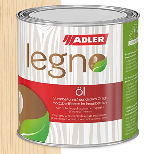 ADLER Legno Öl - Universelles Holzöl farblos für Laub- und Nadelhölzer im Innenbereich - Holzschutz & Pflege mit Holzpflegeöl für Möbel, Innenausbau & Holzböden - Farblos 750ml