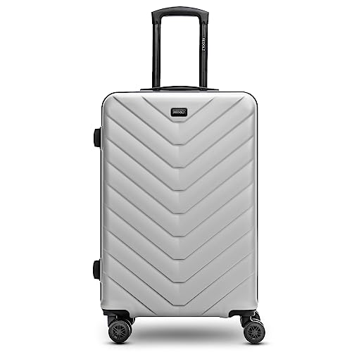 REDOLZ Essentials 07 Hartschalen Koffer Damen/Herren - Leichter Trolley 67 cm, hochwertiges ABS Material, 4 Doppelrollen & TSA-Schloss (Silver-Colored, Mittelgroßer Koffer)
