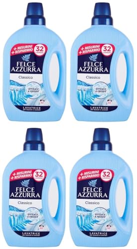 4er-Pack Felce Azzurra Lavatrice Classico,Waschmaschine Flüssig Flüssigwaschmittel für die Waschmaschine Wirksam bei Kälte, für Weiß- und Buntwäsche,32 Wäschen 1595ml
