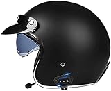 ZLYJ Open Face Motorradhelm Klappbare Sonnenblende ECE-Zugelassener Motorrad-Crash-Jet-Helm Mit Bluetooth-Mikrofon Roller 3/4 Halbhelm E,L(59-60cm)
