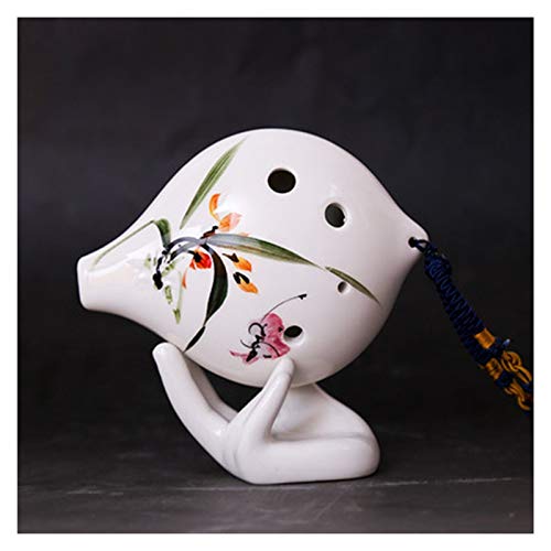 PacuM Okarina, handgefertigt, Blume, 6 Löcher, Keramik, Okarina, Sopran, CF, Musikinstrumente for Anfänger (Farbe: SC Wisteria) (Color : Sc Orchid)