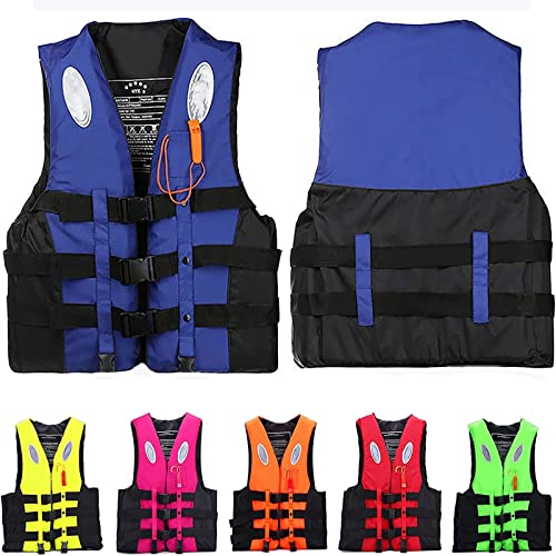 LZHIF Schwimmweste Erwachsene Schwimmhilfe Kinder Rettungsweste für Herren 25-110Kg Life Jacket für Kajak Wakeboard Boot Kanu Wassersport,Blau,XL